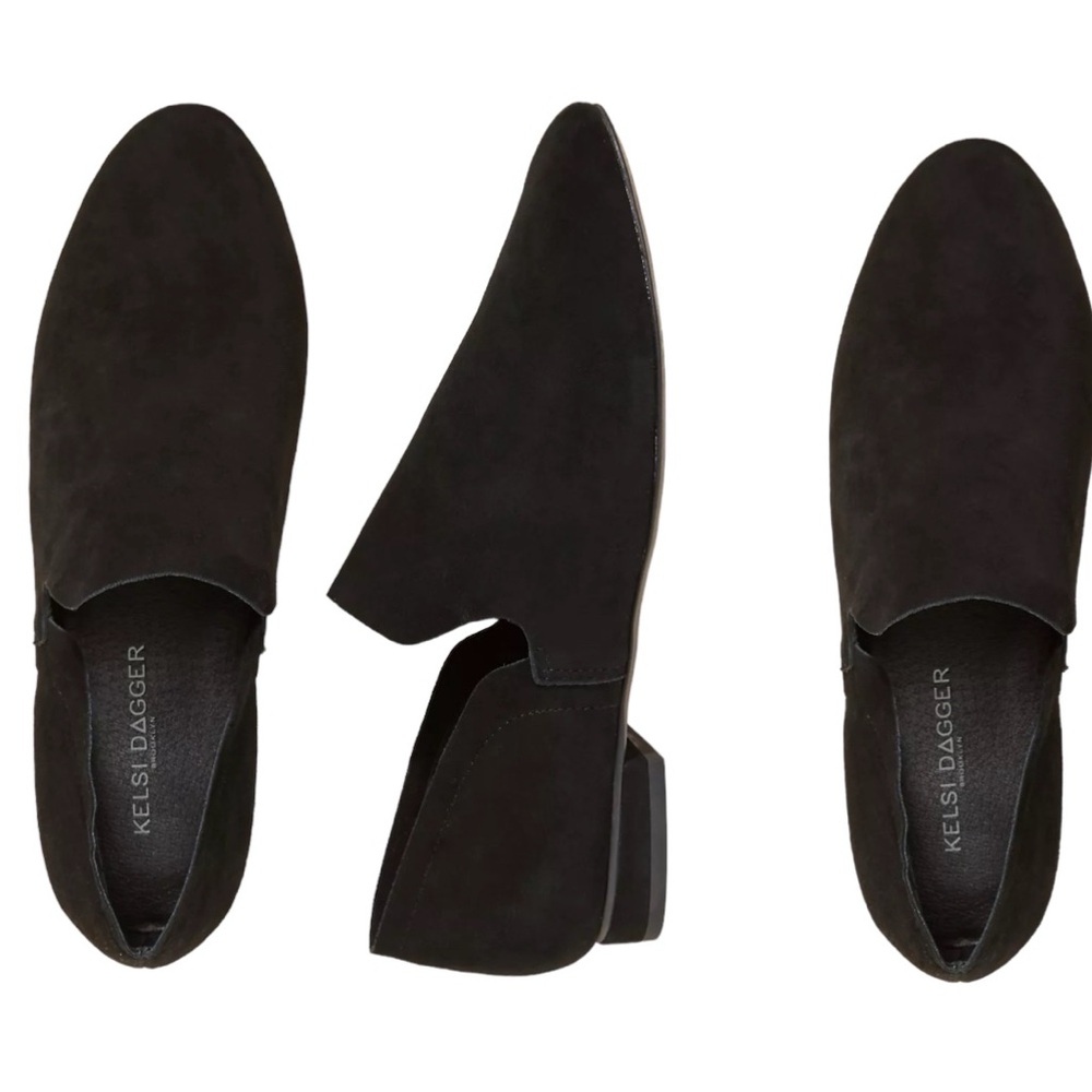 Kelsi Dagger Brooklyn Anthropologie Clara Loafers Black Suede Size 10